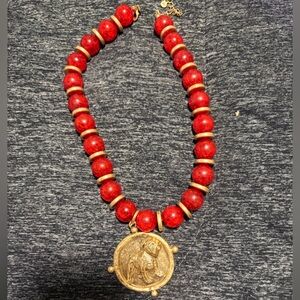 Georgia Bulldogs Chunky Red and Gold Emblem Neckalce